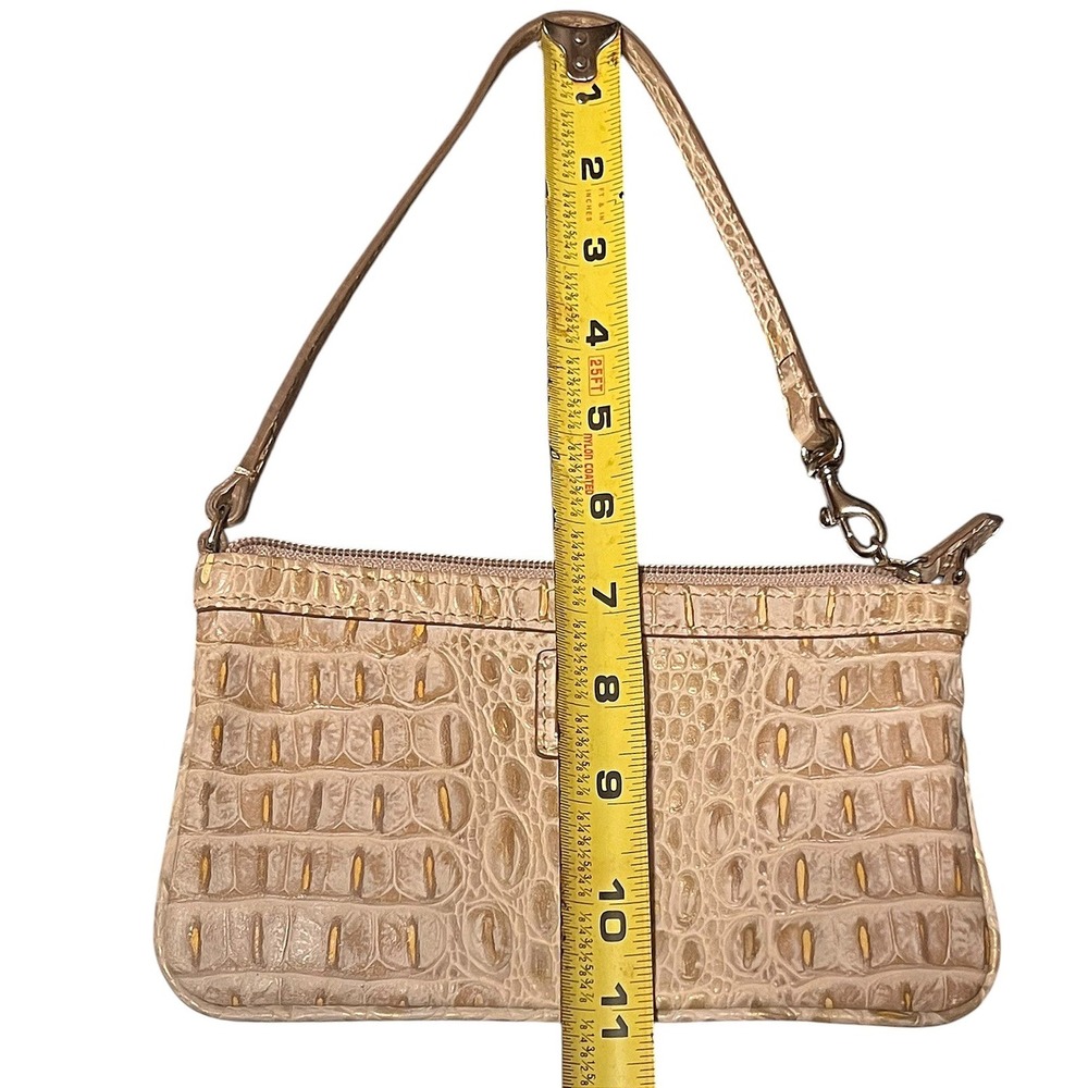 Dooney & Bourke Beige Crocodile Embossed Leather Wristlet Small Bag - Picture 7 of 11